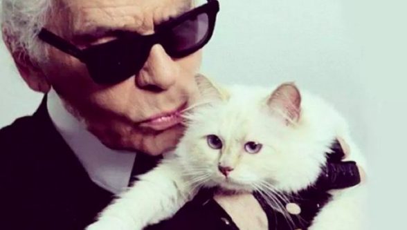 Karl Lagerfeld e la sua gatta Choupette, che ha ereditato una fortuna alla scomparsa del suo ricchissimo umano (foto facebook)