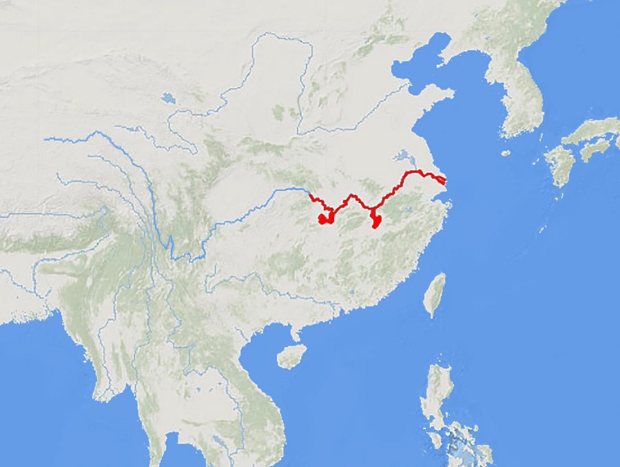 Distribuzione del lipote lungo il fiume Yangtze