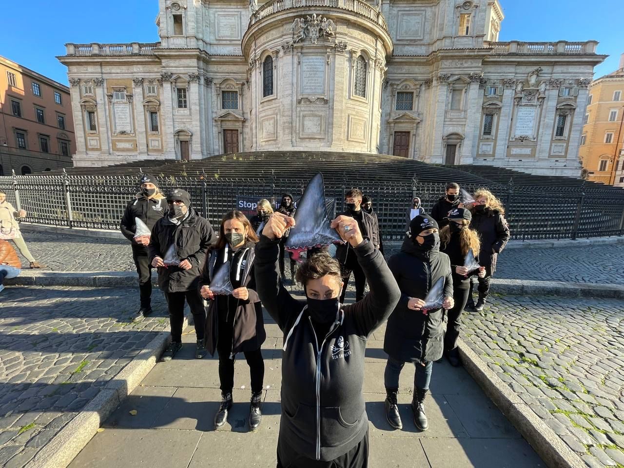Un’altra immagine della manifestazione di Roma