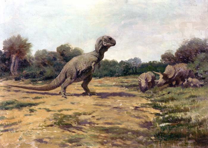 Ricostruzione obsoleta di un T. rex. Illustrazione di di Charles R. Knight