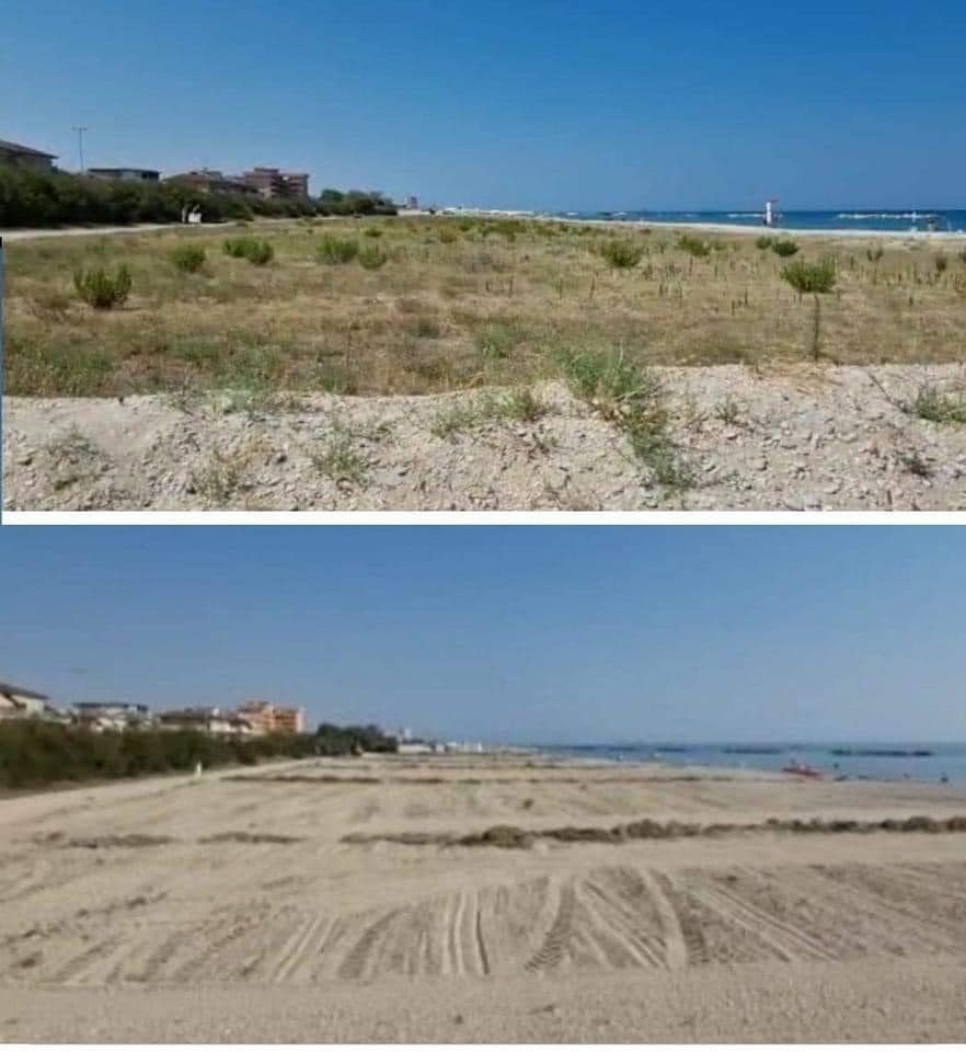 La spiaggia di Fermo prima e dopo i lavori di preparazione al concerto