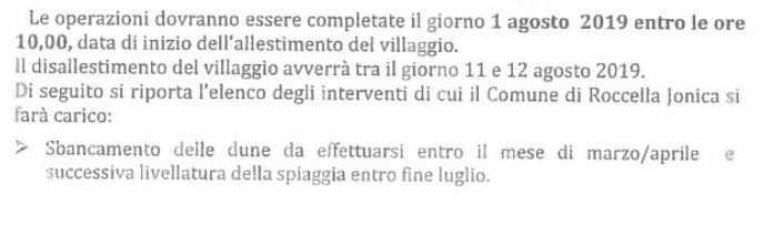 La lettera inviata al COmune in cui la Trident chiede espressamente di sbancare le dune